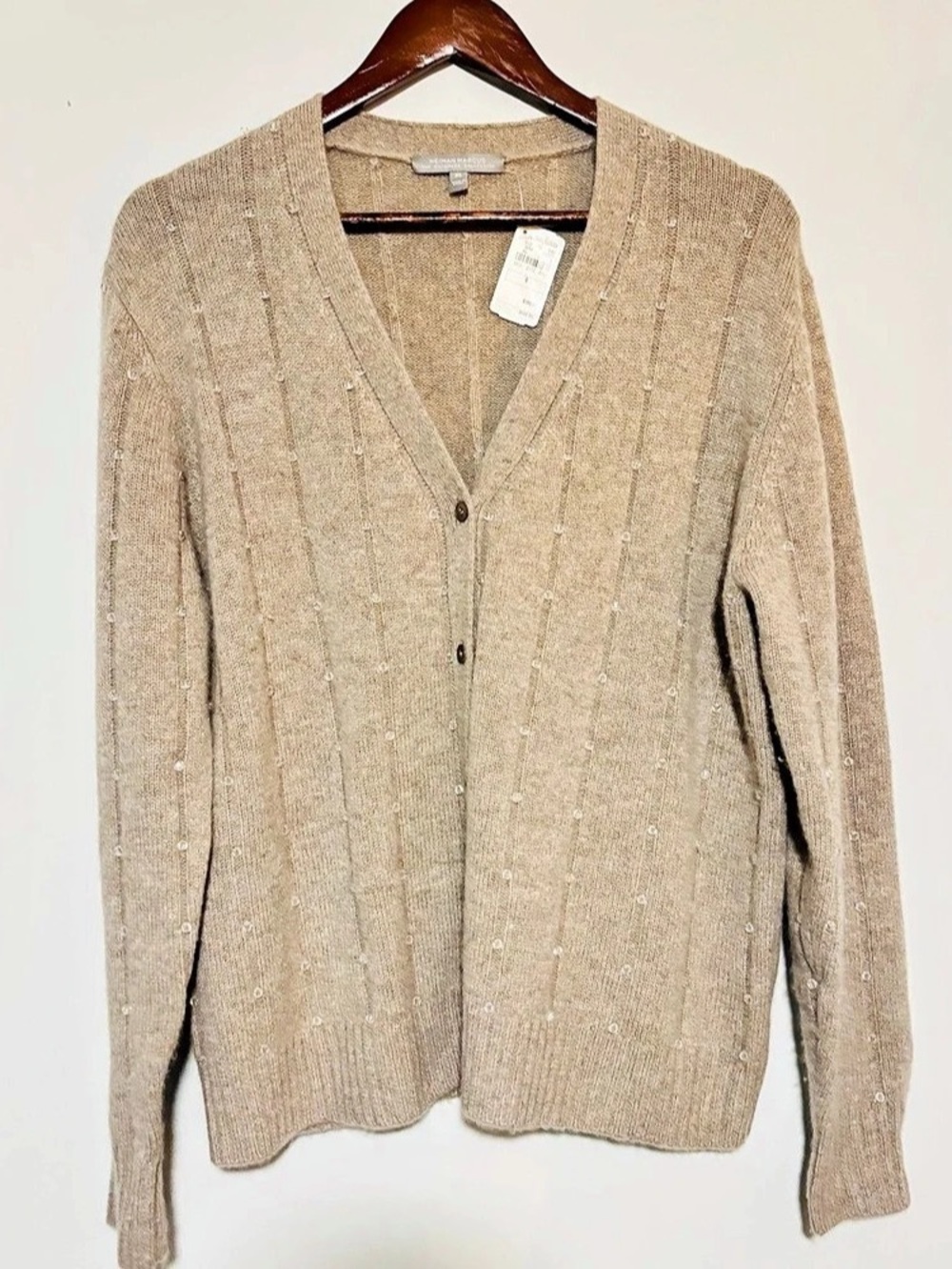 Neiman Marcus Cable Knit Cardigan in Brown XL
